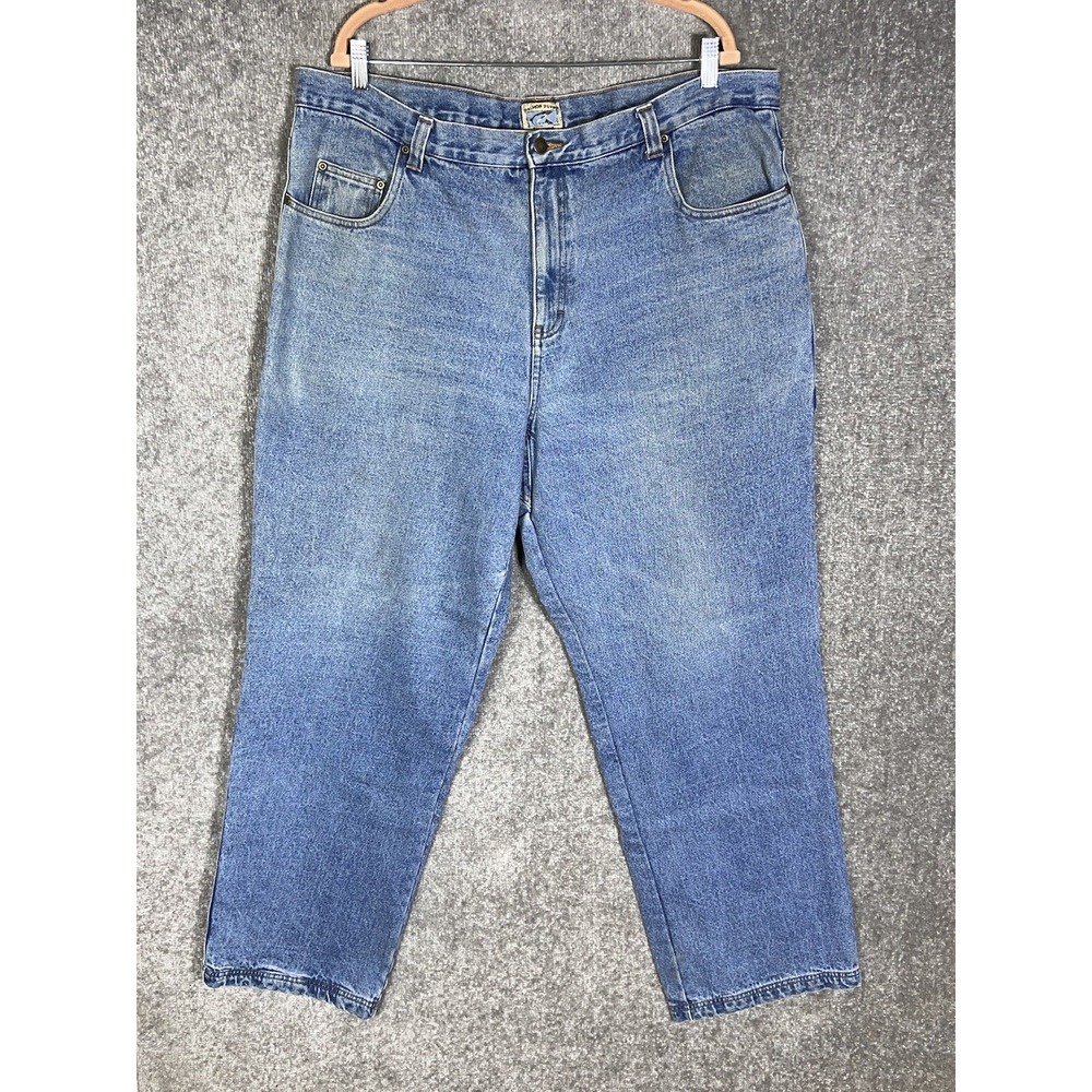 Salmon River Traders Flannel Lined WORK Jeans Mens‎ Size 42x34 Blue Straight Leg